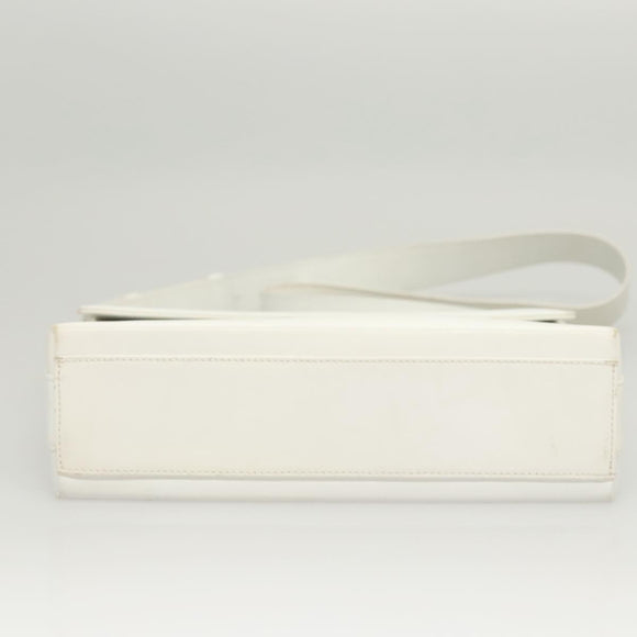 Salvatore Ferragamo Shoulder Bag Leather White Silver Auth 125994