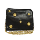 Salvatore Ferragamo Chain Shoulder Bag Leather Black Gold Auth 125995-1
