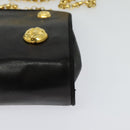Salvatore Ferragamo Chain Shoulder Bag Leather Black Gold Auth 125995-14