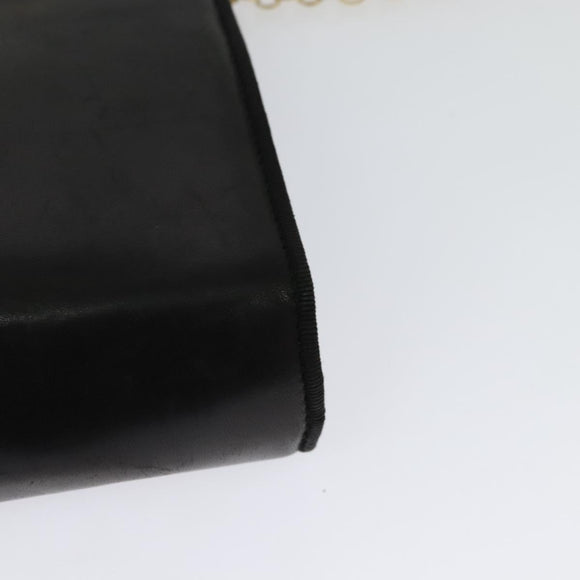 Salvatore Ferragamo Chain Shoulder Bag Leather Black Gold Auth 125995