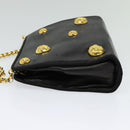 Salvatore Ferragamo Chain Shoulder Bag Leather Black Gold Auth 125995-4