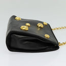 Salvatore Ferragamo Chain Shoulder Bag Leather Black Gold Auth 125995-4