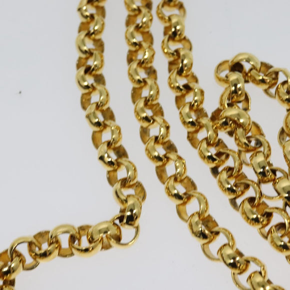 Salvatore Ferragamo Chain Shoulder Bag Leather Black Gold Auth 125995