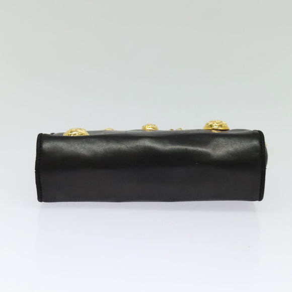 Salvatore Ferragamo Chain Shoulder Bag Leather Black Gold Auth 125995