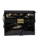 Salvatore Ferragamo Shoulder Bag Enamel Black Gold Auth 125997-1