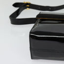 Salvatore Ferragamo Shoulder Bag Enamel Black Gold Auth 125997-9