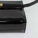 Salvatore Ferragamo Shoulder Bag Enamel Black Gold Auth 125997-14
