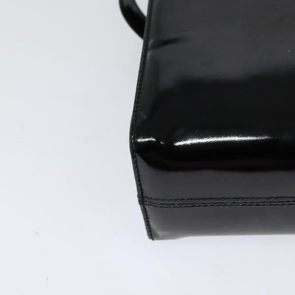 Salvatore Ferragamo Shoulder Bag Enamel Black Gold Auth 125997