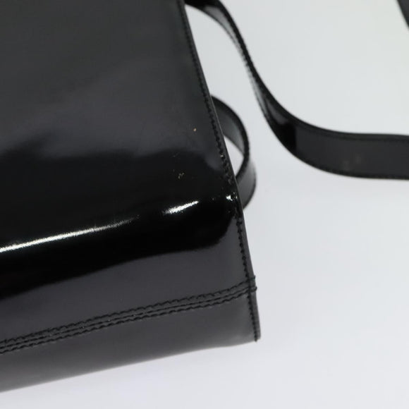 Salvatore Ferragamo Shoulder Bag Enamel Black Gold Auth 125997