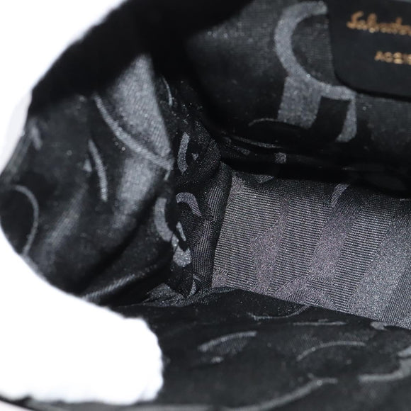 Salvatore Ferragamo Shoulder Bag Enamel Black Gold Auth 125997