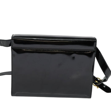 Salvatore Ferragamo Shoulder Bag Enamel Black Gold Auth 125997 - 0
