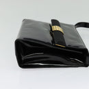 Salvatore Ferragamo Shoulder Bag Enamel Black Gold Auth 125997-4