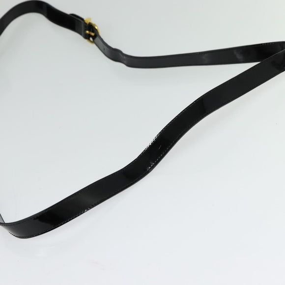 Salvatore Ferragamo Shoulder Bag Enamel Black Gold Auth 125997