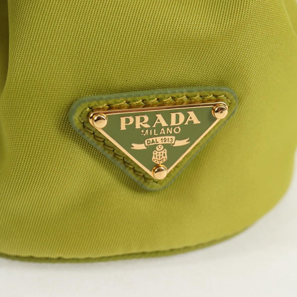 PRADA Pouch Nylon Green Gold Auth 126000M