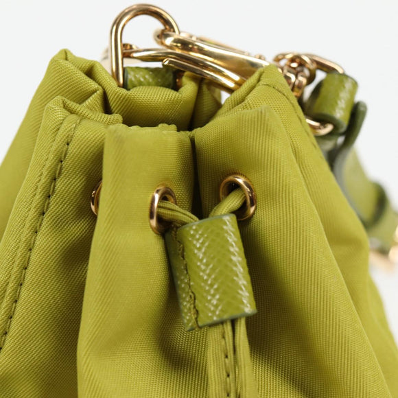 PRADA Pouch Nylon Green Gold Auth 126000M