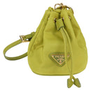 PRADA Pouch Nylon Green Gold Auth 126000M-13