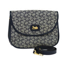 CELINE C Sulky Shoulder Bag Canvas Navy Gold Auth 126003-1