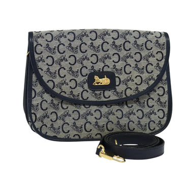 CELINE C Sulky Shoulder Bag Canvas Navy Gold Auth 126003