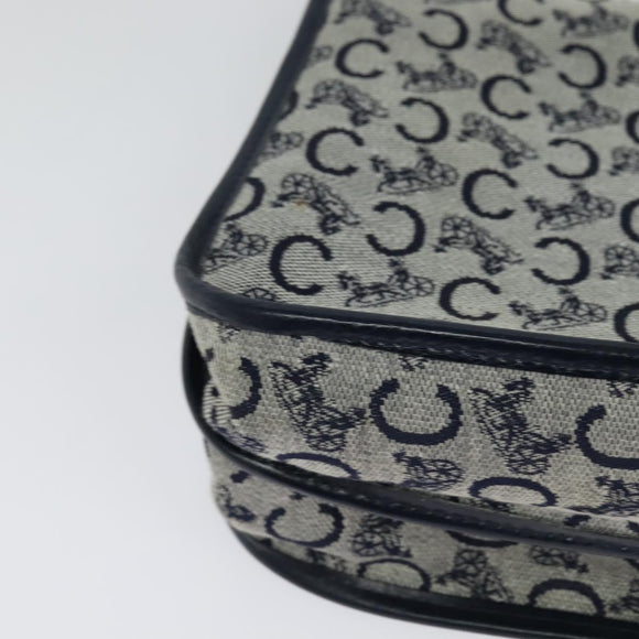 CELINE C Sulky Shoulder Bag Canvas Navy Gold Auth 126003