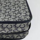 CELINE C Sulky Shoulder Bag Canvas Navy Gold Auth 126003-16