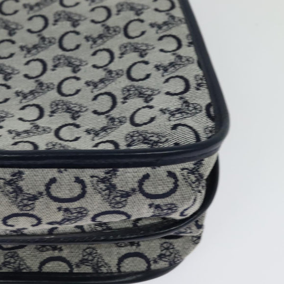 CELINE C Sulky Shoulder Bag Canvas Navy Gold Auth 126003