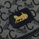 CELINE C Sulky Shoulder Bag Canvas Navy Gold Auth 126003-17