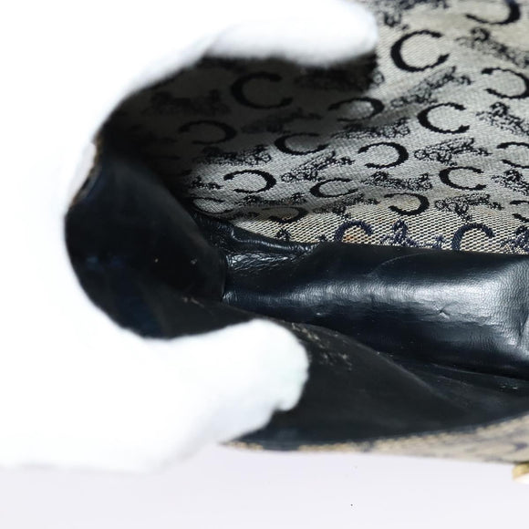 CELINE C Sulky Shoulder Bag Canvas Navy Gold Auth 126003