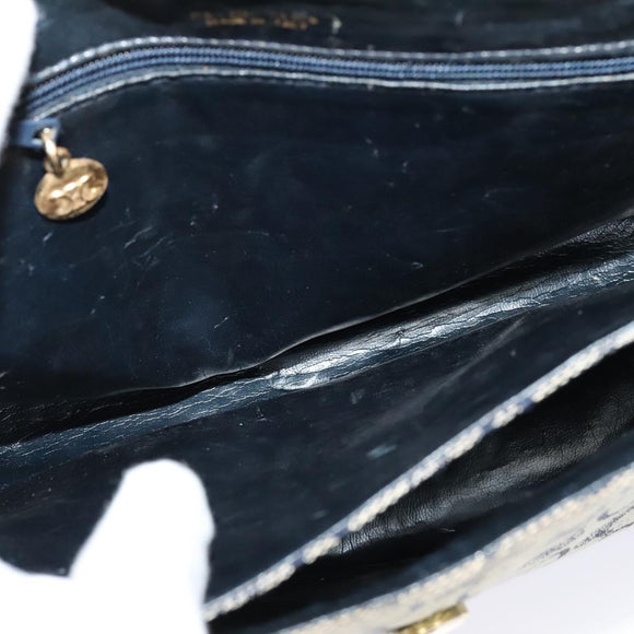 CELINE C Sulky Shoulder Bag Canvas Navy Gold Auth 126003