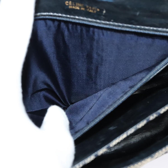 CELINE C Sulky Shoulder Bag Canvas Navy Gold Auth 126003