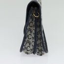 CELINE C Sulky Shoulder Bag Canvas Navy Gold Auth 126003-4