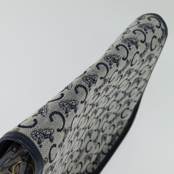 CELINE C Sulky Shoulder Bag Canvas Navy Gold Auth 126003