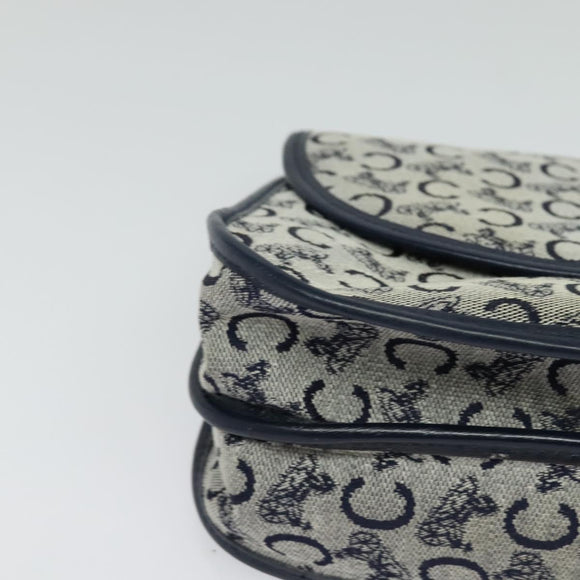 CELINE C Sulky Shoulder Bag Canvas Navy Gold Auth 126003