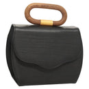 BALLY Hand Bag Leather Black Gold Auth 126005-1