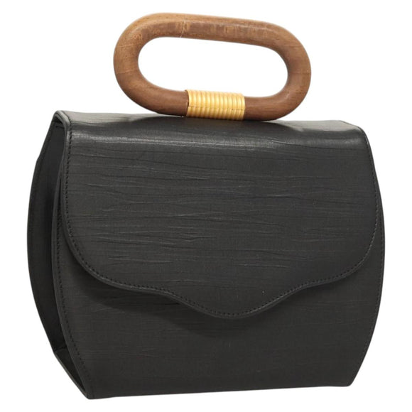 BALLY Hand Bag Leather Black Gold Auth 126005