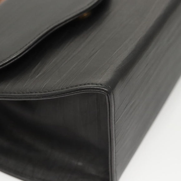 BALLY Hand Bag Leather Black Gold Auth 126005