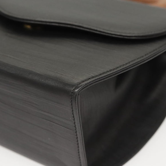 BALLY Hand Bag Leather Black Gold Auth 126005