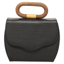 BALLY Hand Bag Leather Black Gold Auth 126005-13