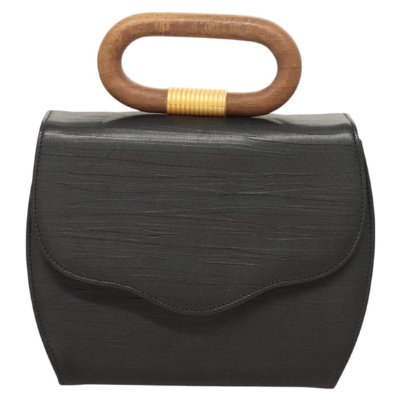 BALLY Hand Bag Leather Black Gold Auth 126005