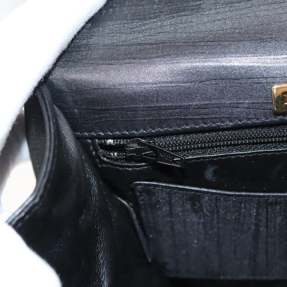 BALLY Hand Bag Leather Black Gold Auth 126005