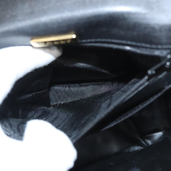 BALLY Hand Bag Leather Black Gold Auth 126005