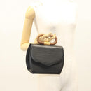 BALLY Hand Bag Leather Black Gold Auth 126005-22