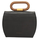 BALLY Hand Bag Leather Black Gold Auth 126005-2