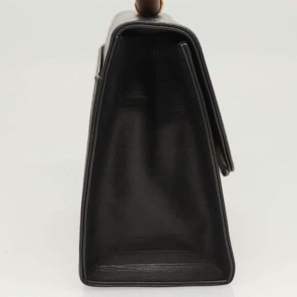 BALLY Hand Bag Leather Black Gold Auth 126005