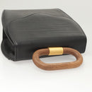 BALLY Hand Bag Leather Black Gold Auth 126005-6