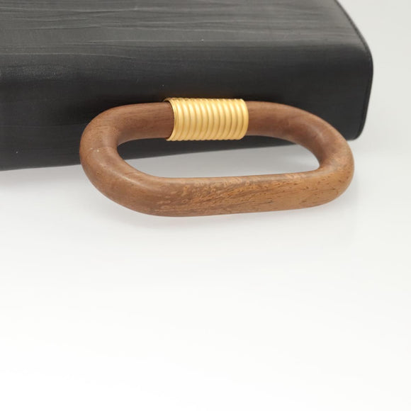 BALLY Hand Bag Leather Black Gold Auth 126005