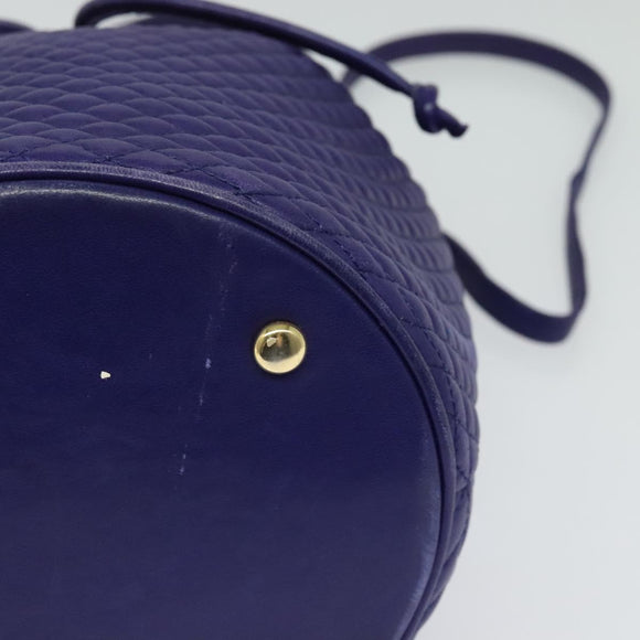 BALLY Shoulder Bag Leather Purple Gold Auth 126020