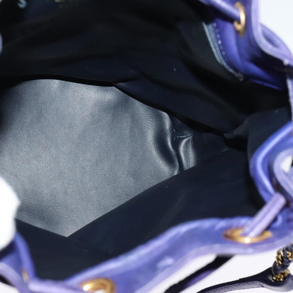 BALLY Shoulder Bag Leather Purple Gold Auth 126020