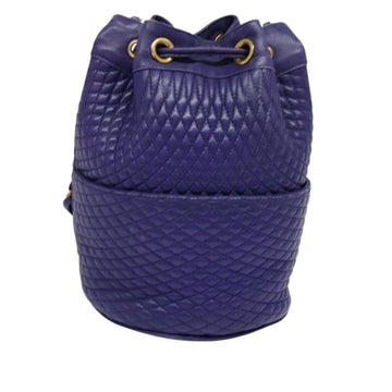 BALLY Shoulder Bag Leather Purple Gold Auth 126020 - 0