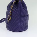 BALLY Shoulder Bag Leather Purple Gold Auth 126020A-4