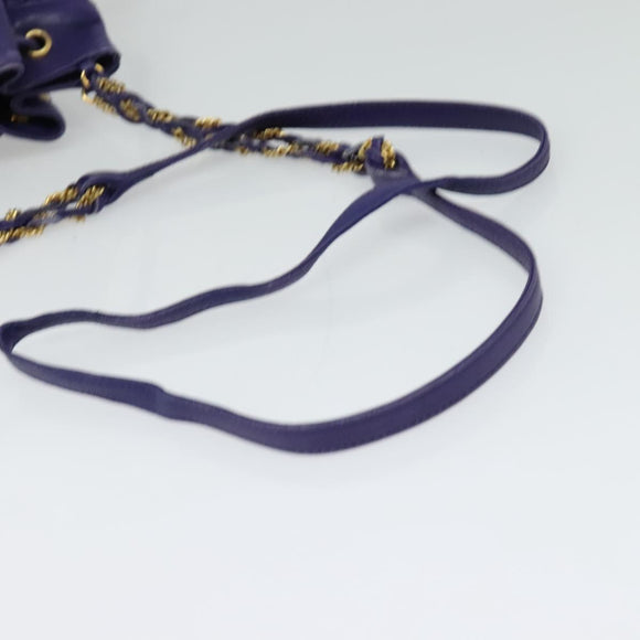 BALLY Shoulder Bag Leather Purple Gold Auth 126020